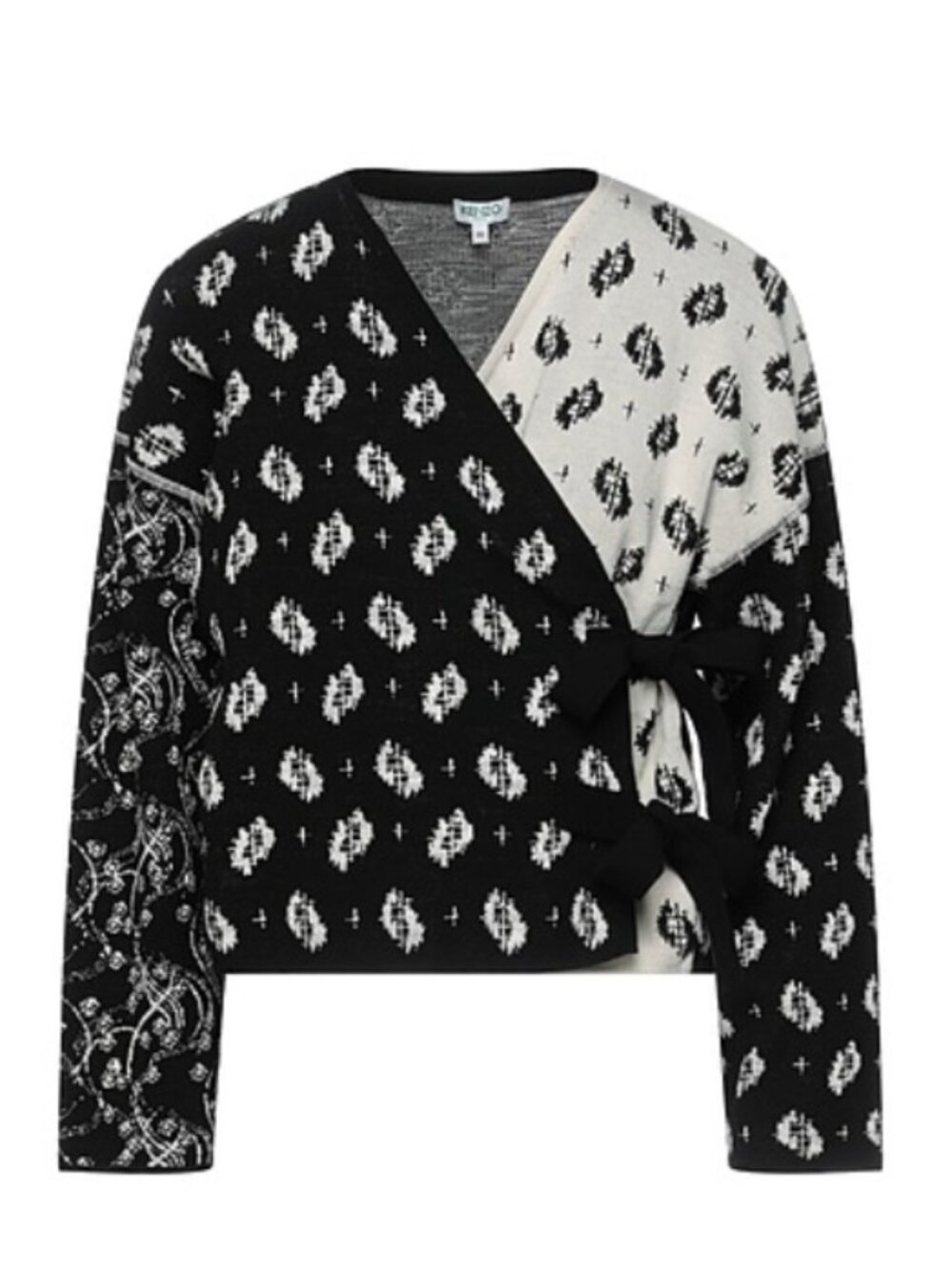Kenzo Women's knit Sweater Cardigan Wrap Black White Size M